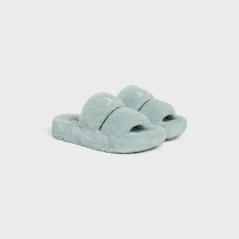 CELINE FUR SLIDES TRIOMPHE in SHEARLING 2