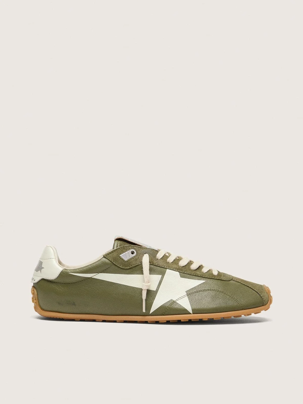 Men’s Marathon Speed in olive-green leather with cream star - 1