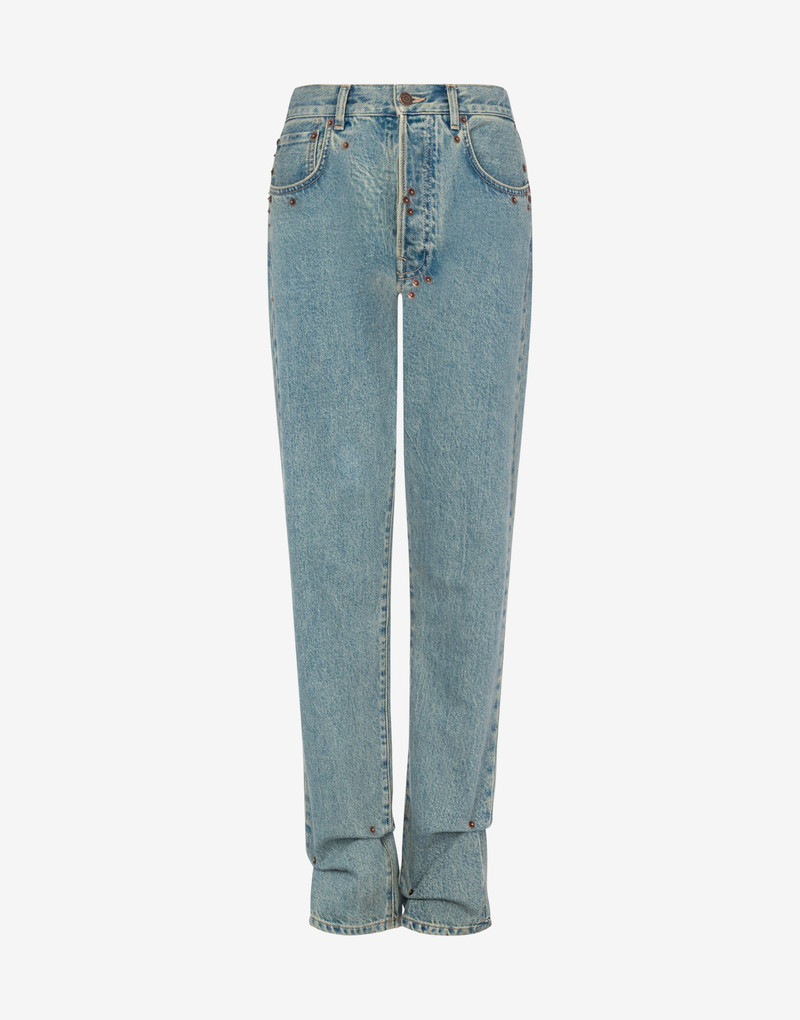 TROUSERS IN BLUE COTTON DENIM - 1