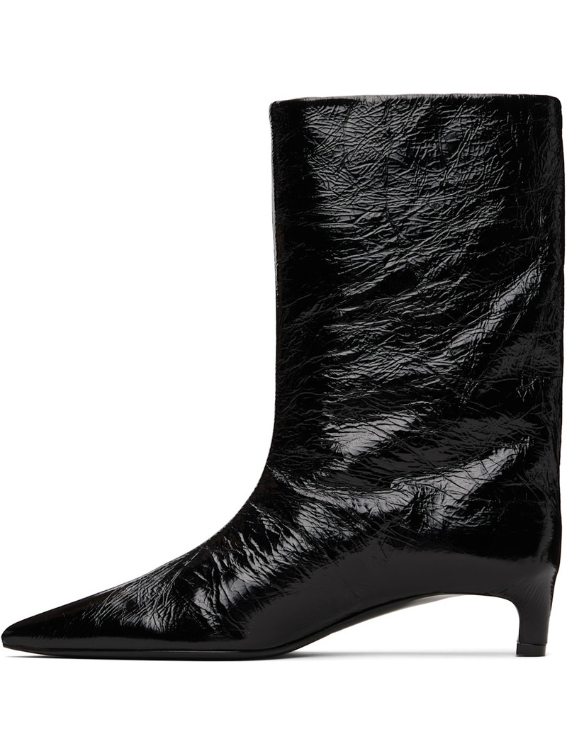Jil Sander Black Crinkled Calfskin Boots outlook
