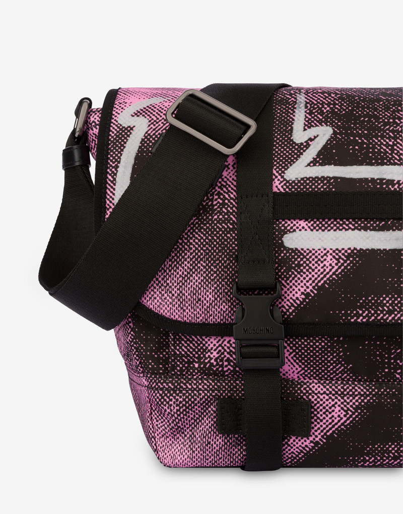 SHADOWS & SQUIGGLES LARGE NYLON MESSENGER BAG 4