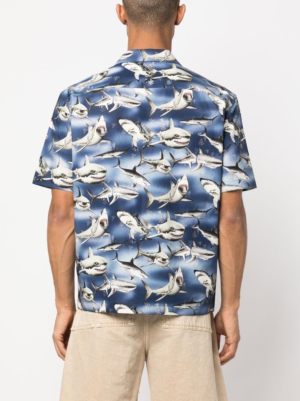 Sharks-print bowling shirt - 4
