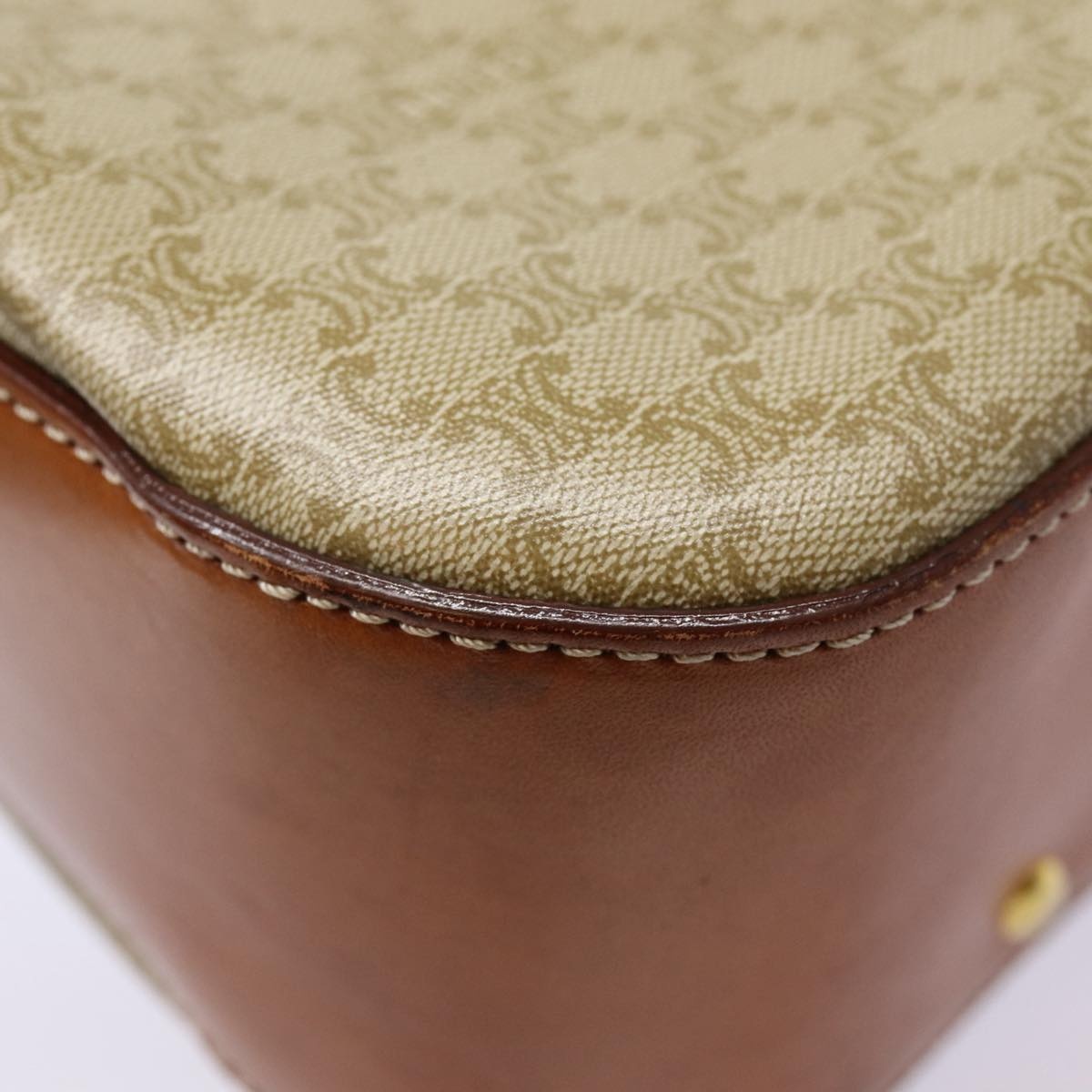 CELINE Macadam Canvas Hand Bag Beige Gold - 11