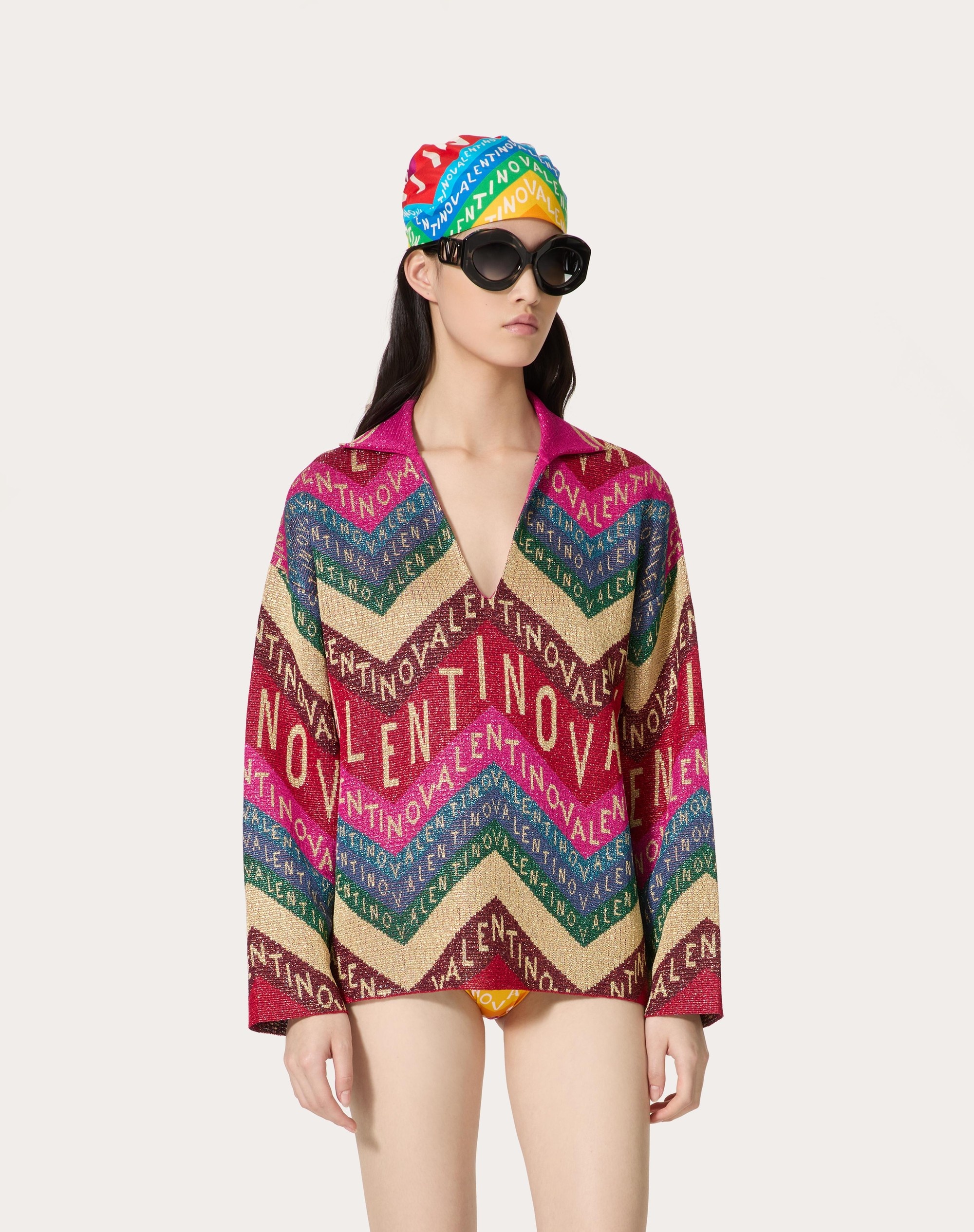 VALENTINO CHEVRON LUREX SWEATER - 3