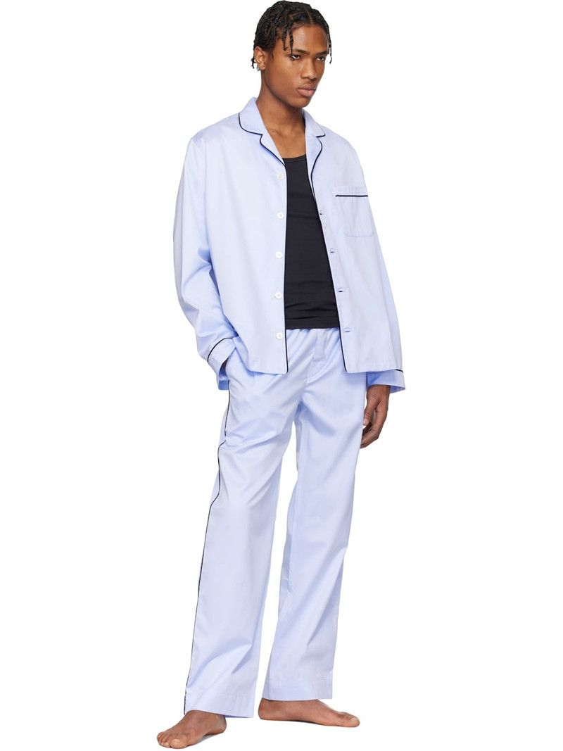 TEKLA Blue Sateen Long-Sleeved Pyjama Shirt outlook