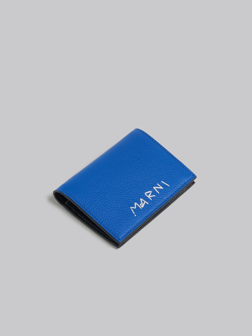 BLUE LEATHER BIFOLD WALLET WITH MARNI MENDING - 5