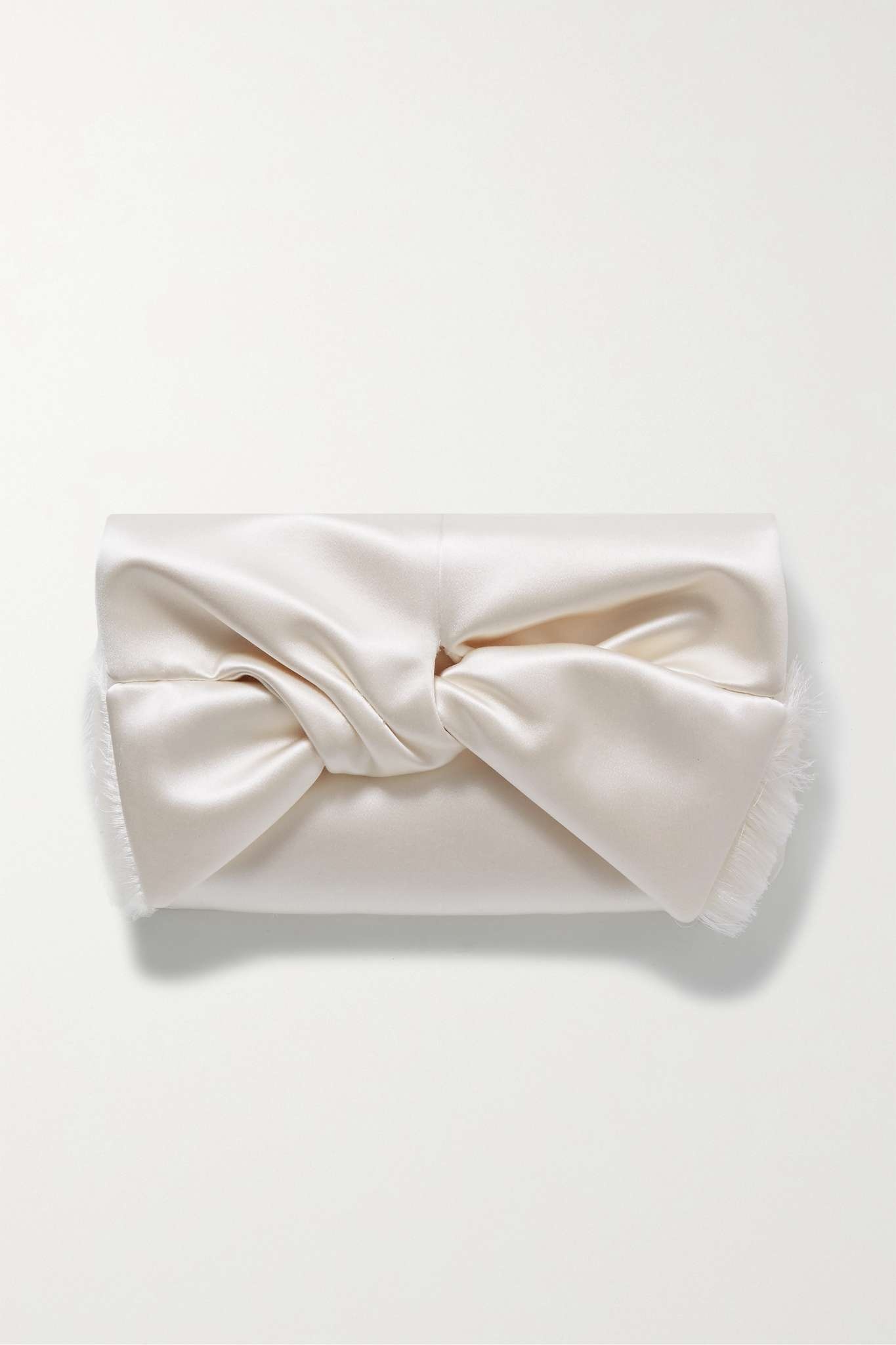 Bow fringed satin clutch - 1