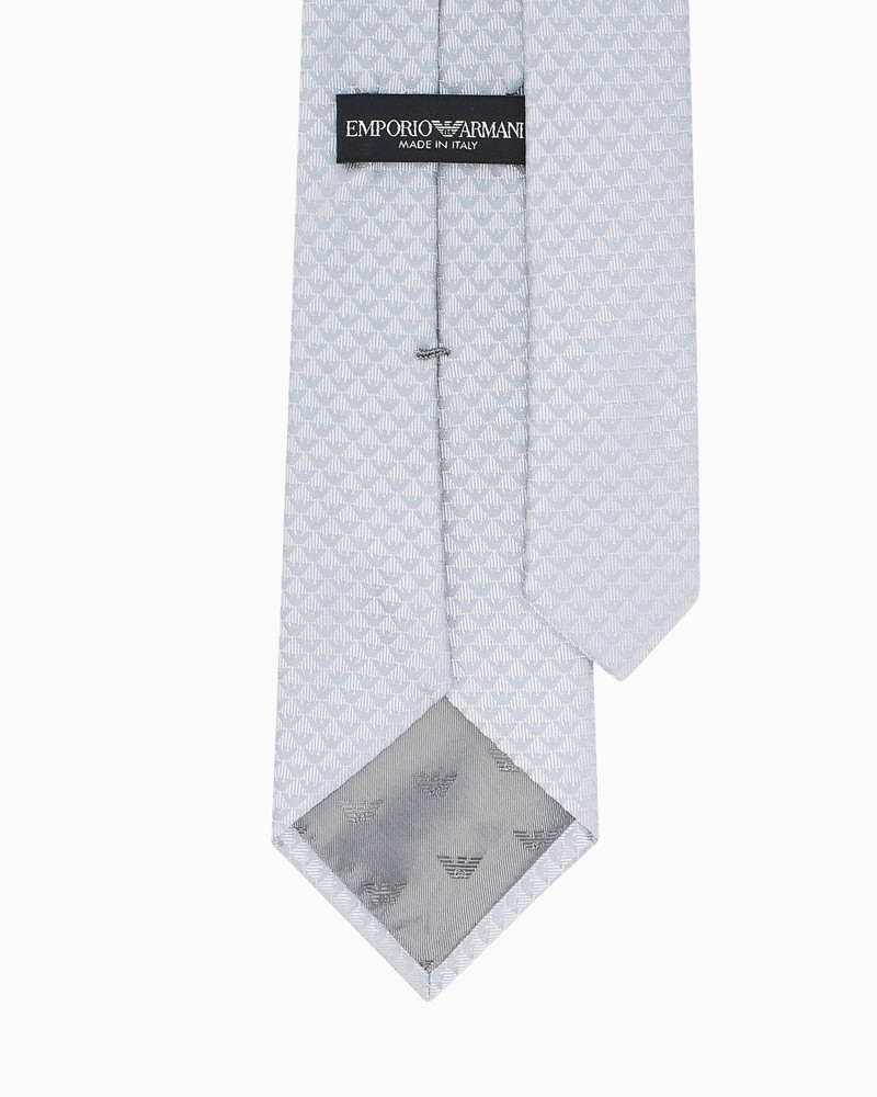 EMPORIO ARMANI Pure silk tie with jacquard monogram outlook