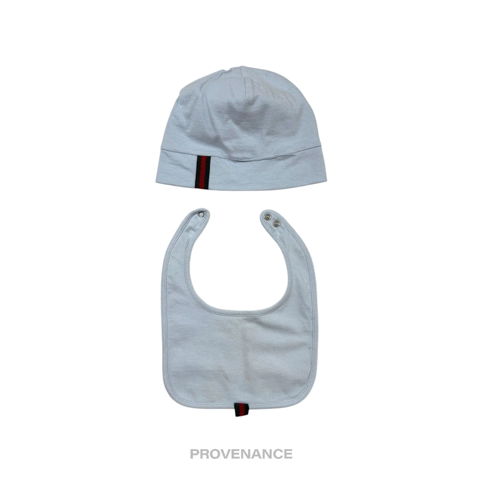 Gucci Web Baby Hat and Bib  Set - Powder Baby Blue 3/6m - 1