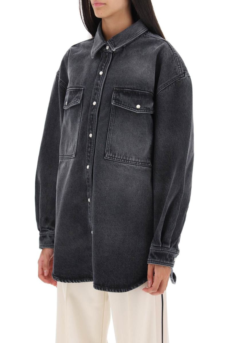 PALM ANGELS OVERSIZED SNAP-UP DENIM SHIRT - 4