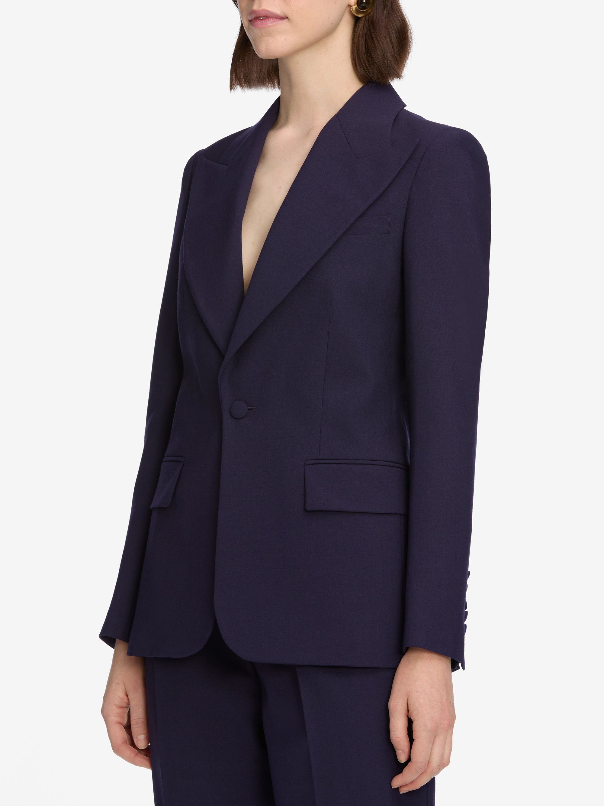 The Peak Lapel Blazer in Royal Purple - 5