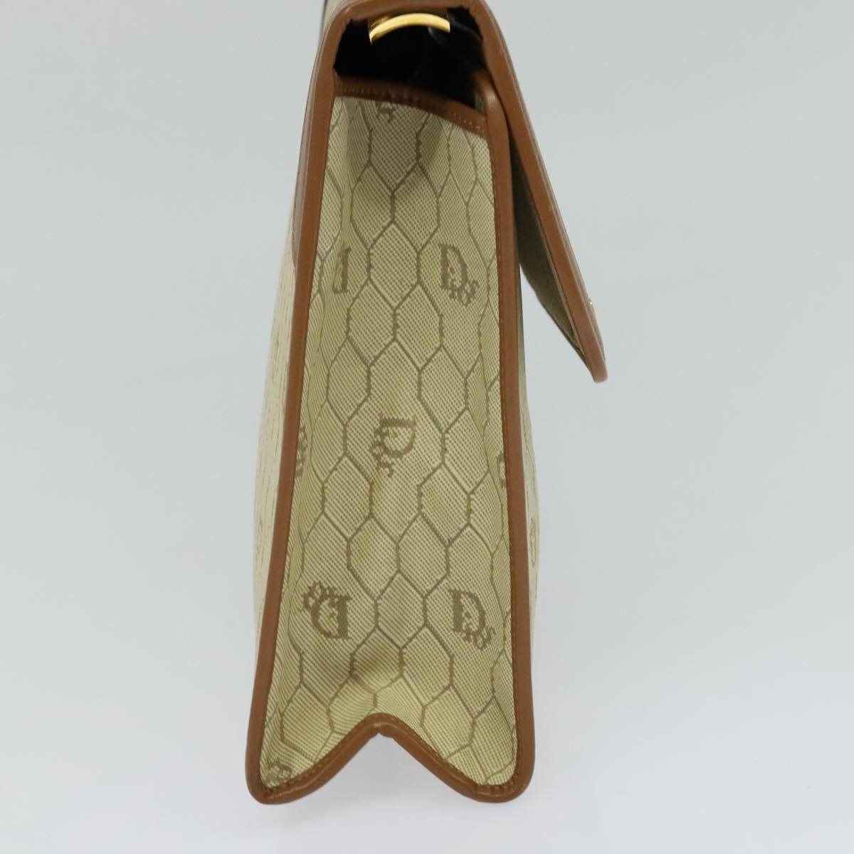 DIOR Honeycomb Canvas Hand Bag Leather Beige - 3