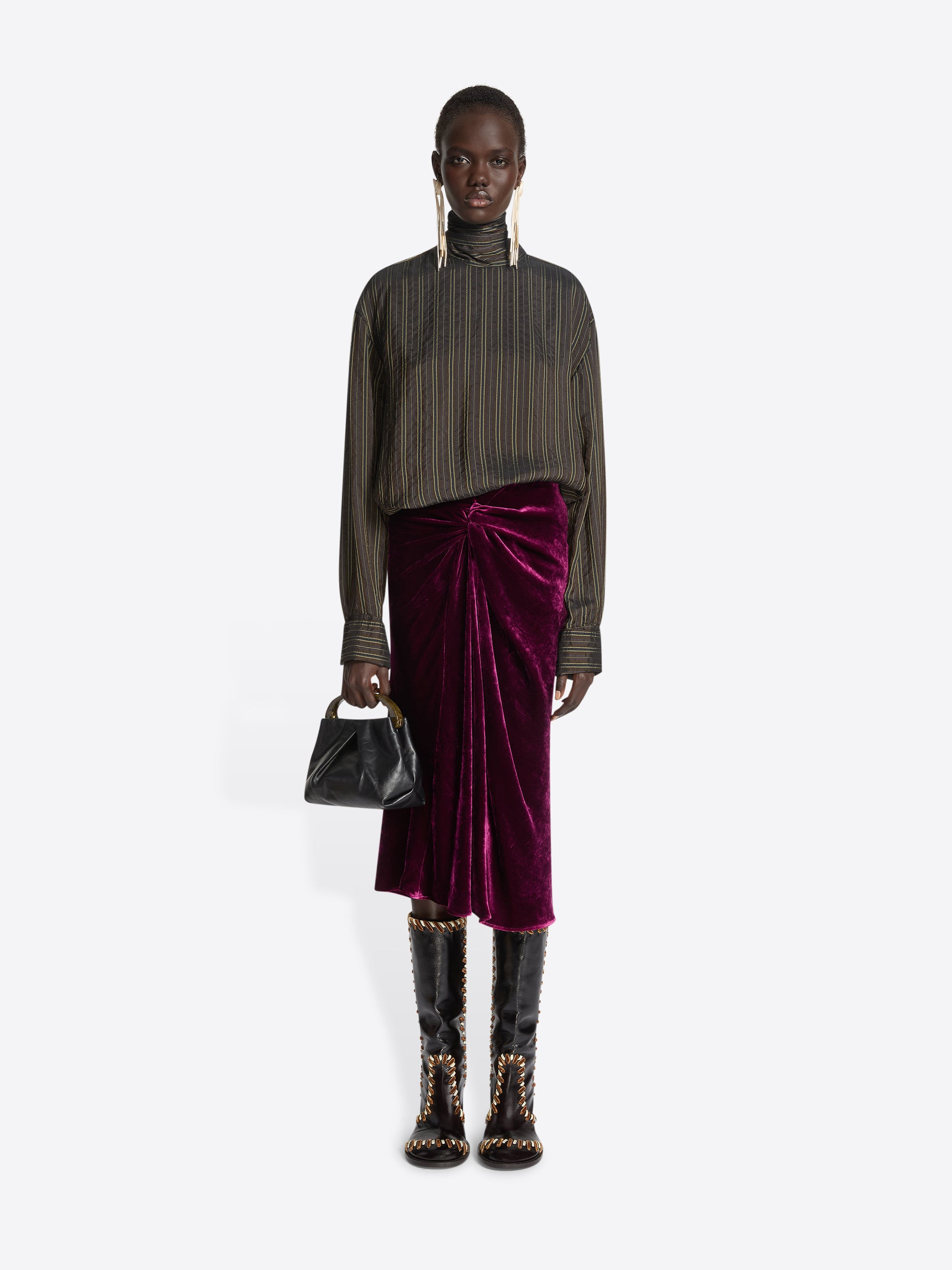SMALL PLEATED LEATHER BAG - 6