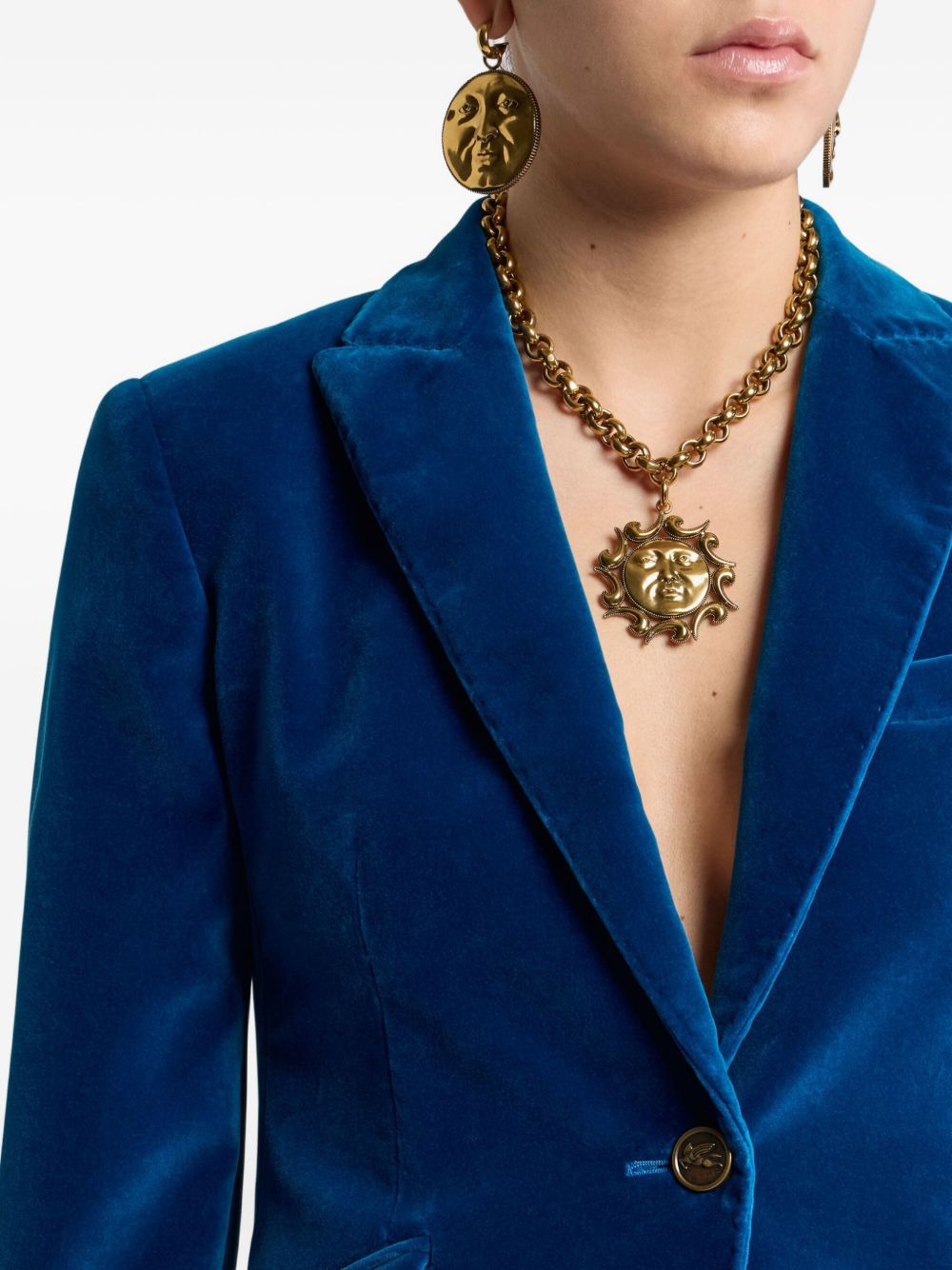single-breasted velvet blazer - 4