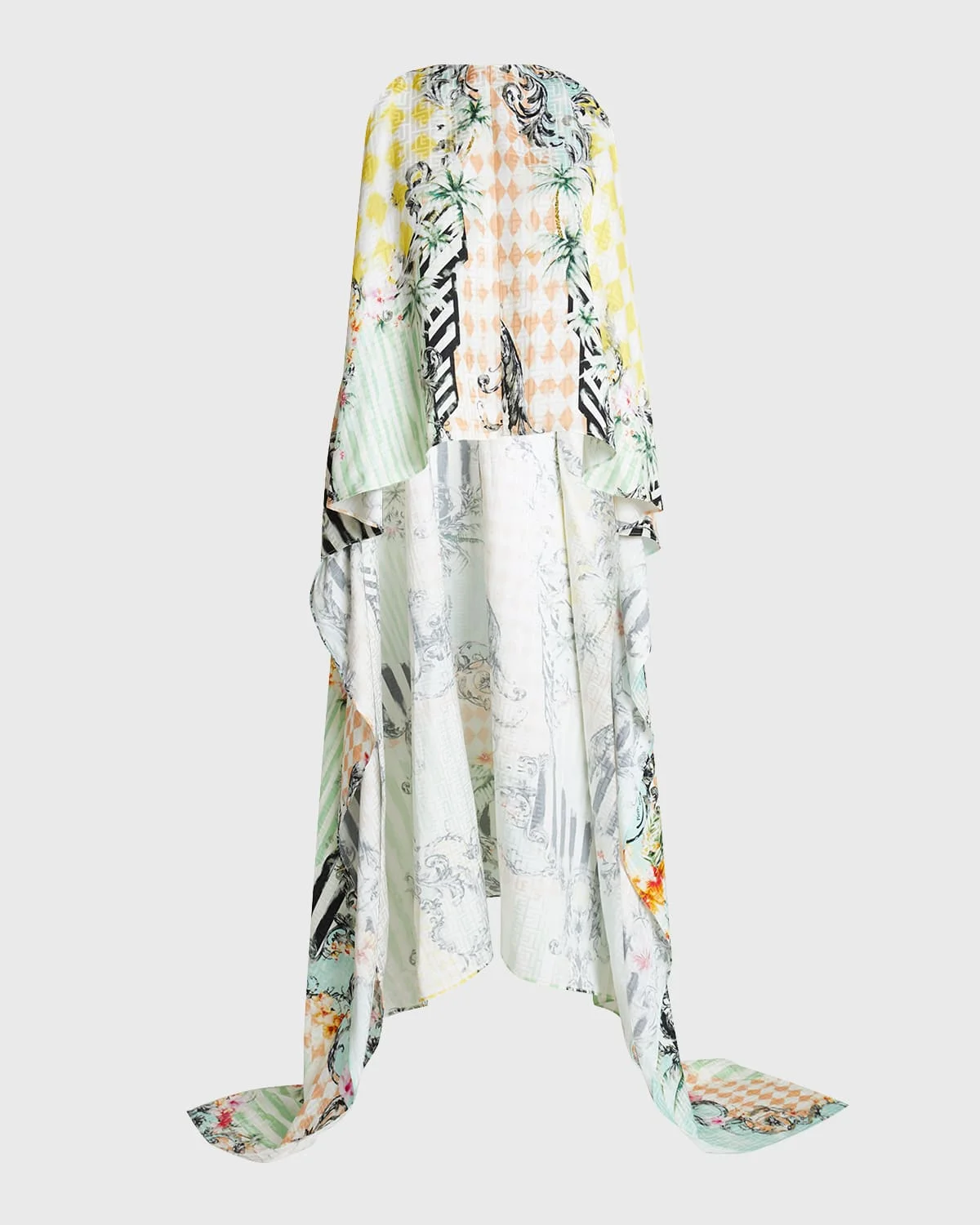 Monogram Baroque-Print Sleeveless High-Low Kaftan - 1