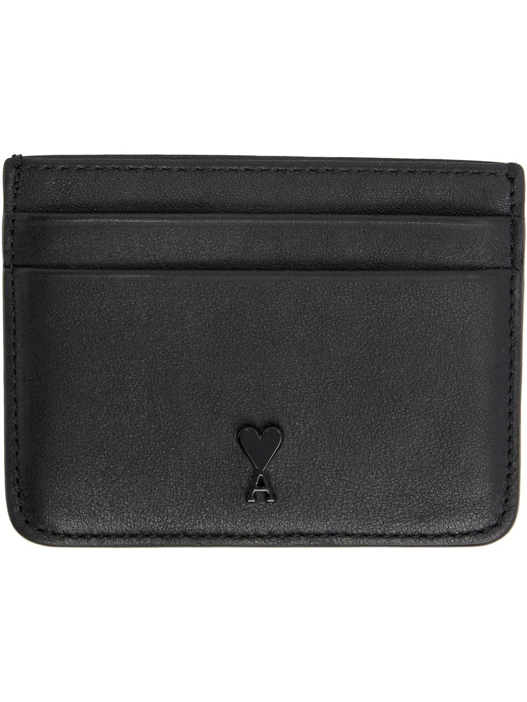 Black Smooth Leather Ami de Coeur Card Holder - 1