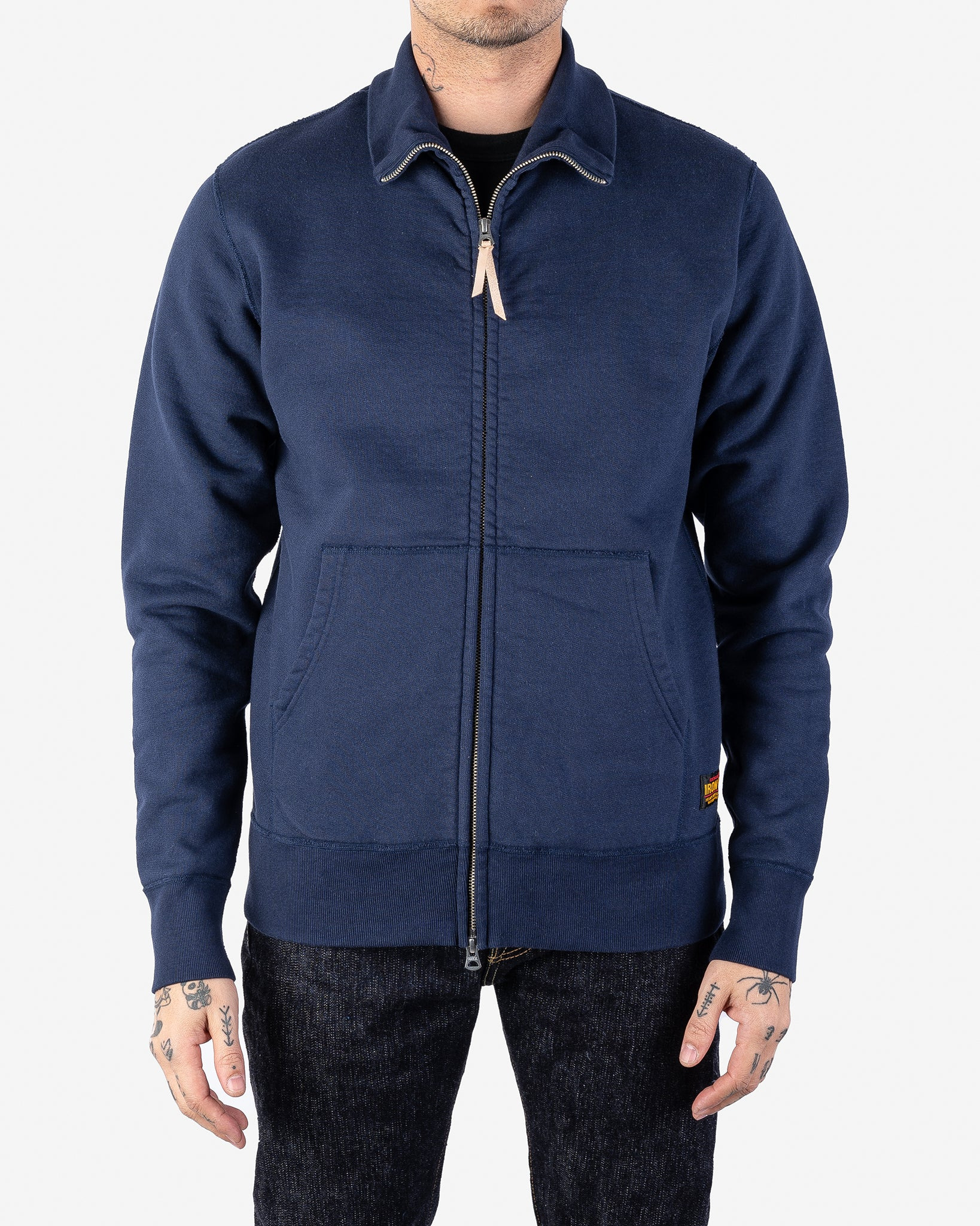 IHSW-11-NAV 14oz Ultra Heavyweight Loopwheel Cotton Zip Up Sweater - Navy - 2