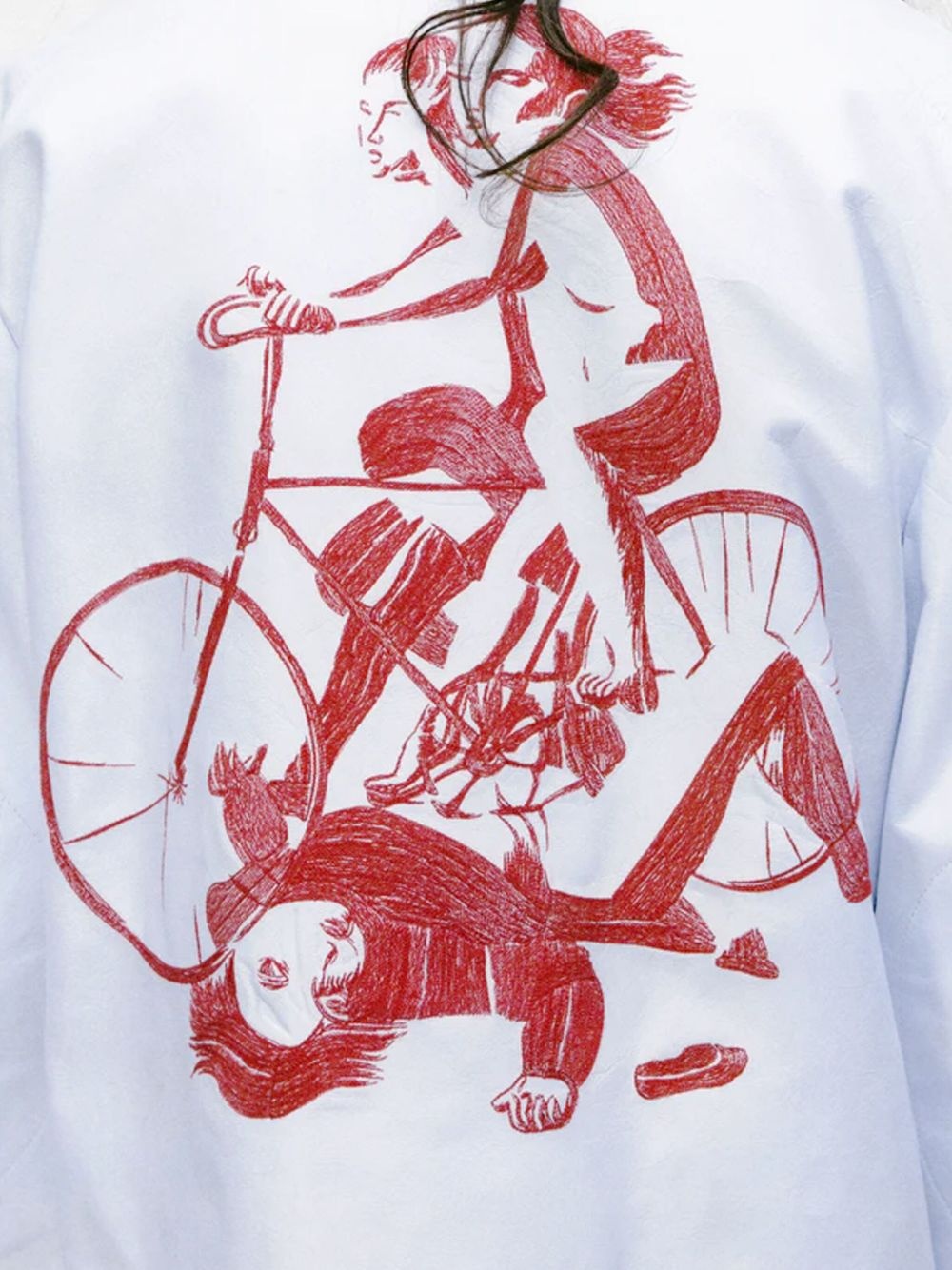 bicycle print leather jacket - 3