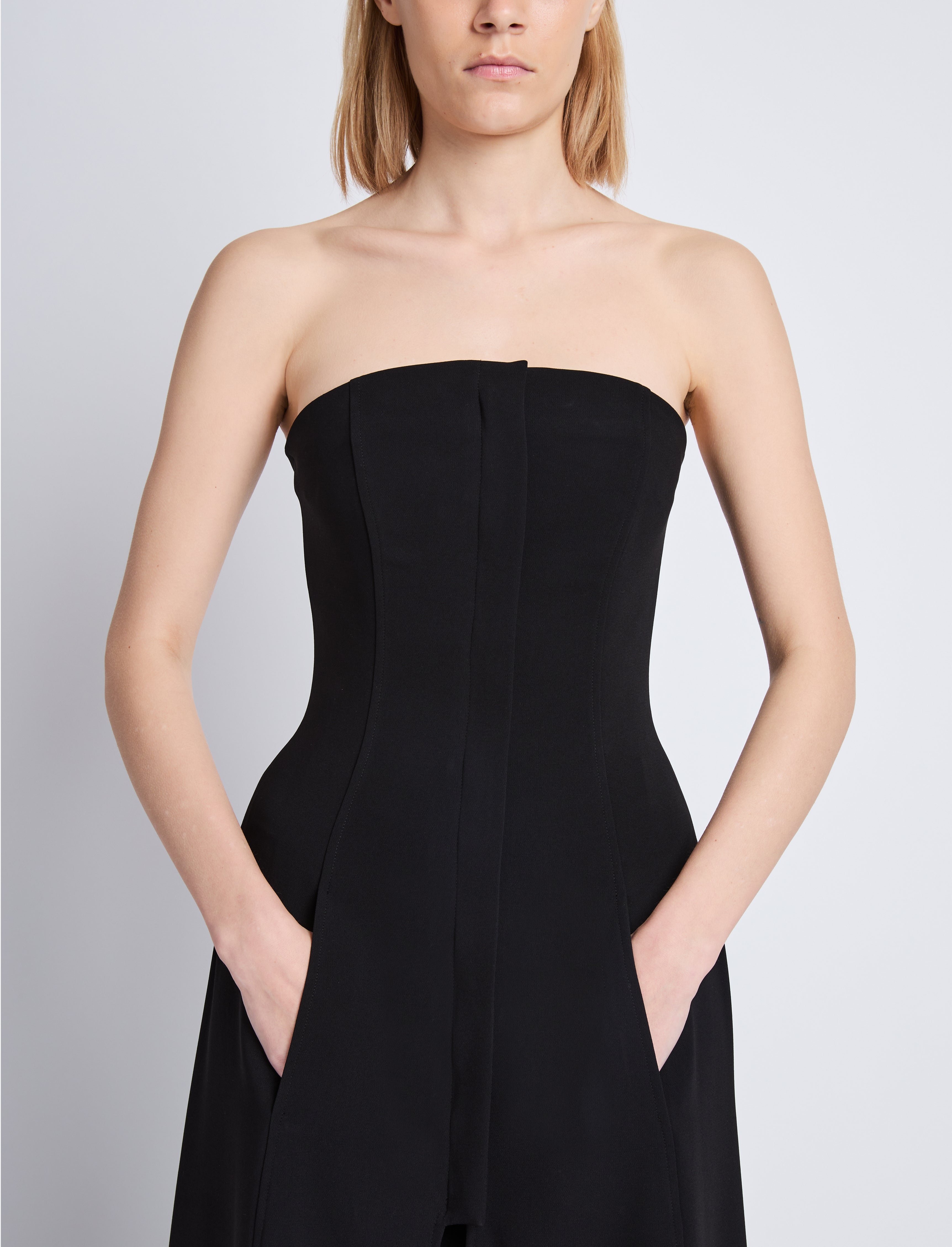 Danielle Strapless Dress in Matte Viscose Crepe - 5