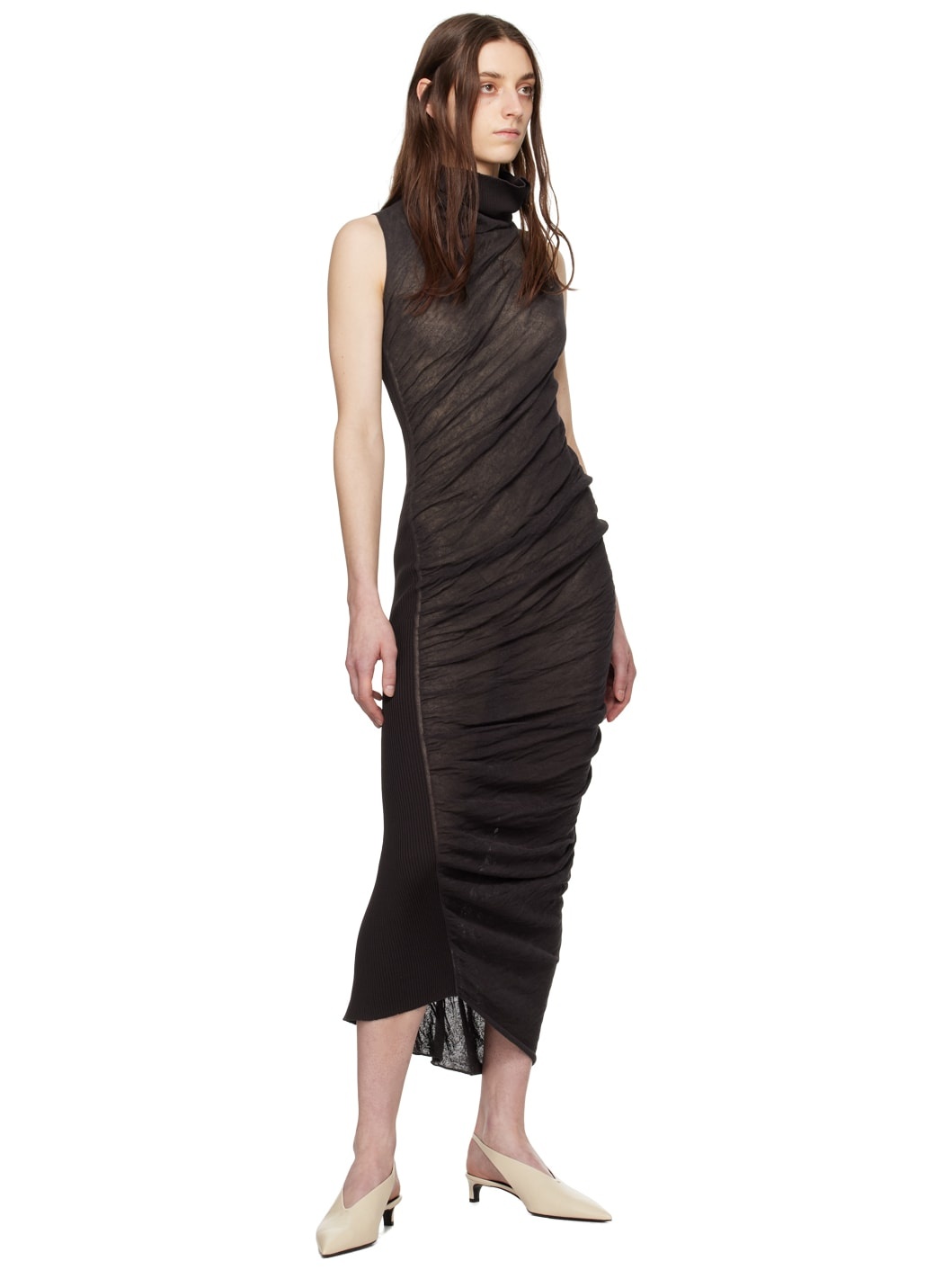 Brown Ambiguous Maxi Dress - 4