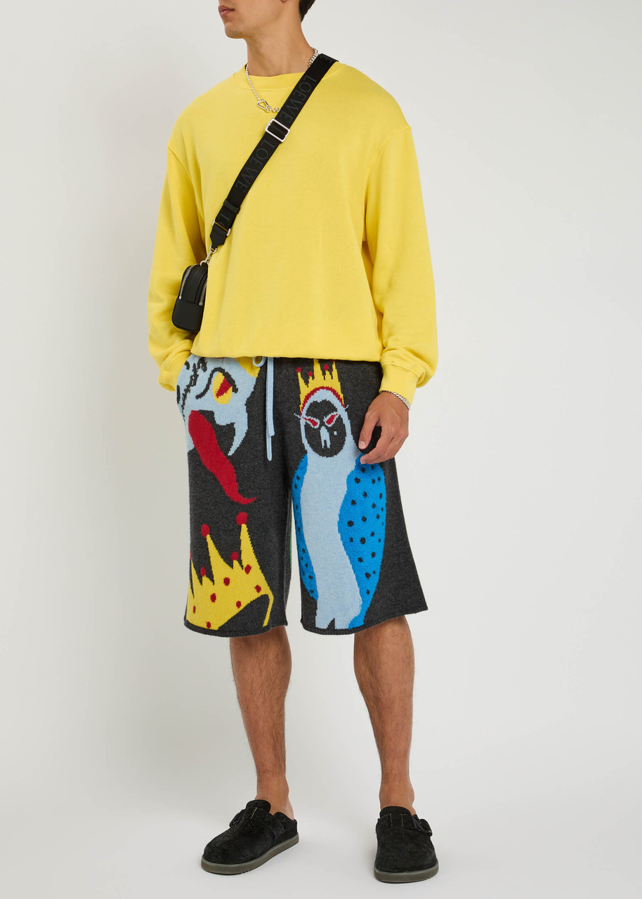 The Elder Statesman Mythical Creatures Intarsia Cashmere-blend Shorts - 4