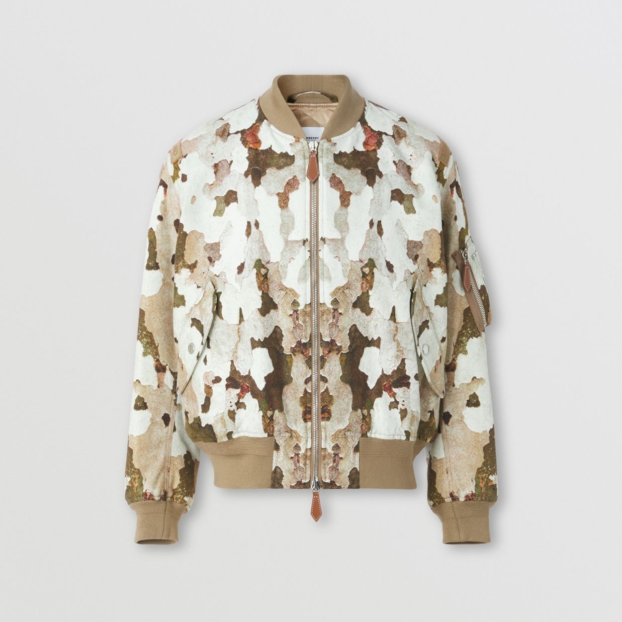 Badge Appliqué Camouflage Cotton Bomber Jacket - 1