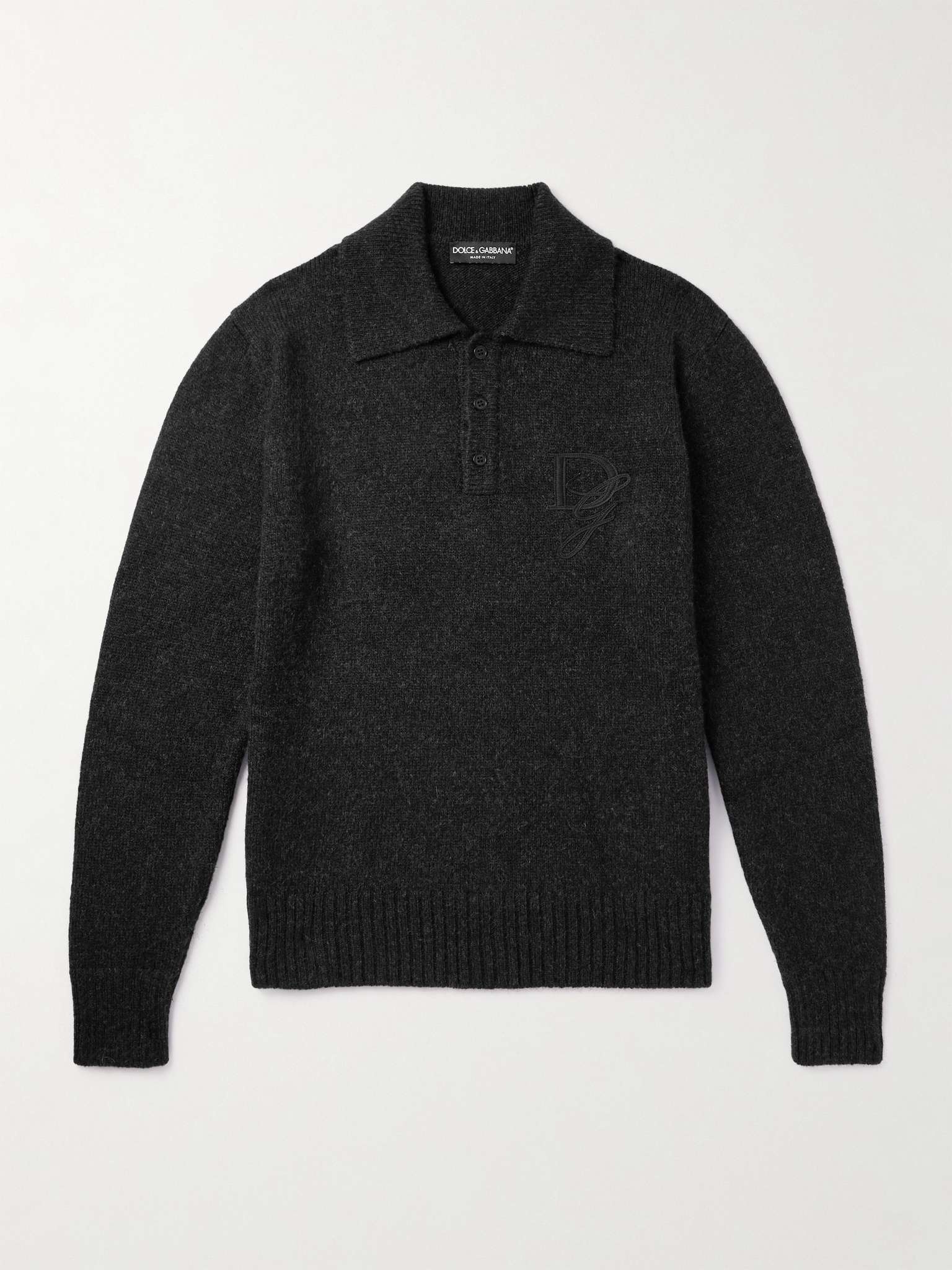 Logo-Appliquéd Knitted Polo Shirt - 1