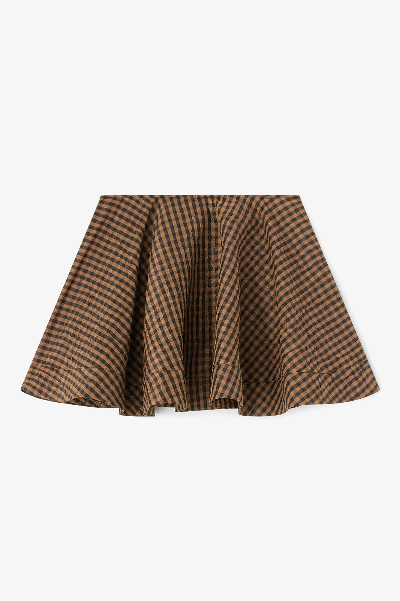 CRINKLED CHECK MINI CIRCLE SKIRT - 1