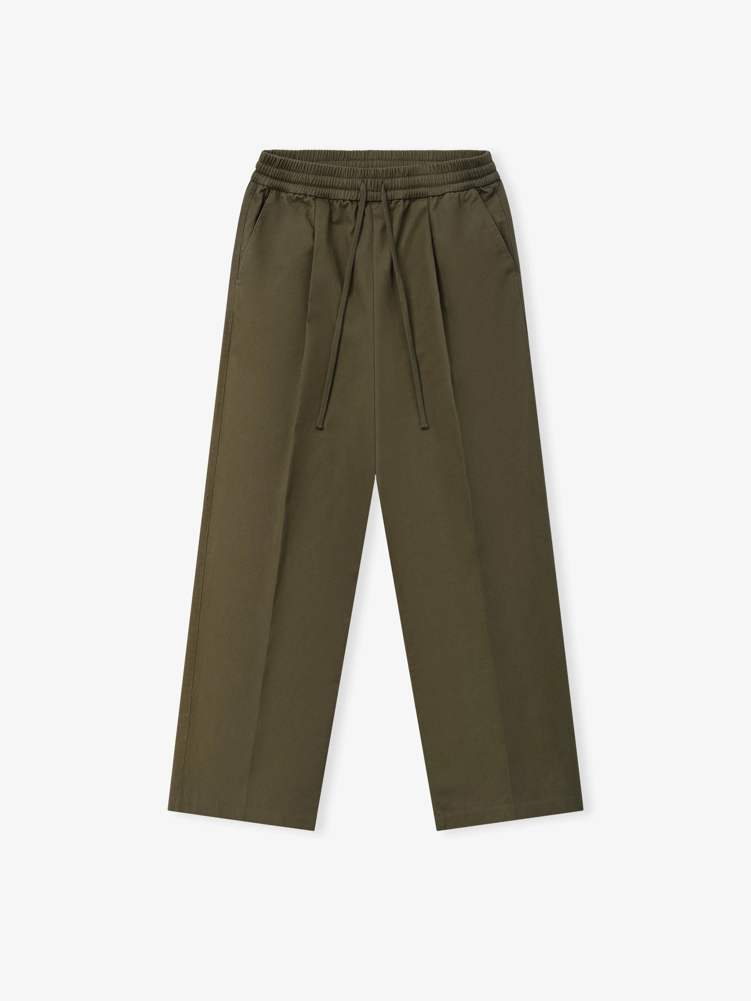 Cotton Twill Pleat Front Drawstring Pant - 1