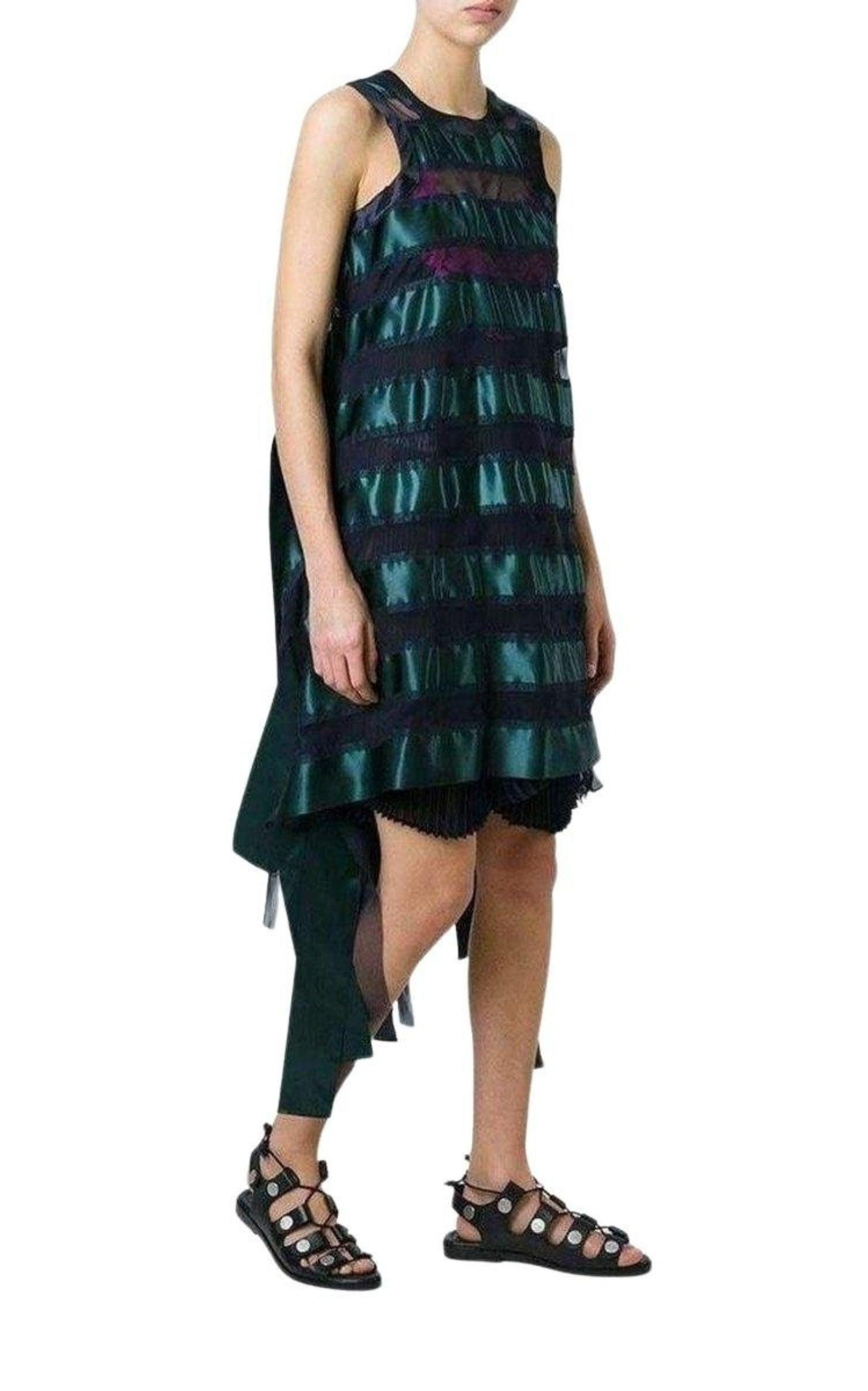 Transparent Stripe Panel Dress - 3