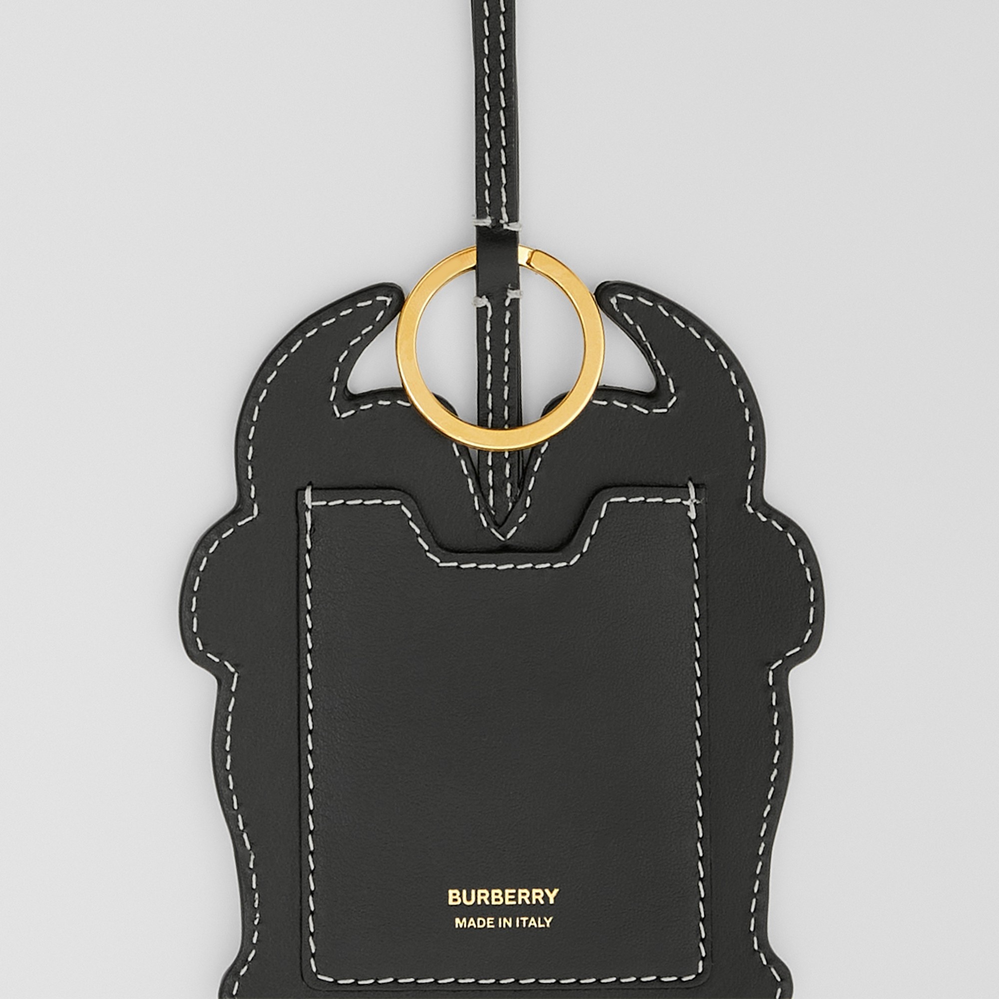 Rabbit Print Intarsia Leather Bag Charm - 5