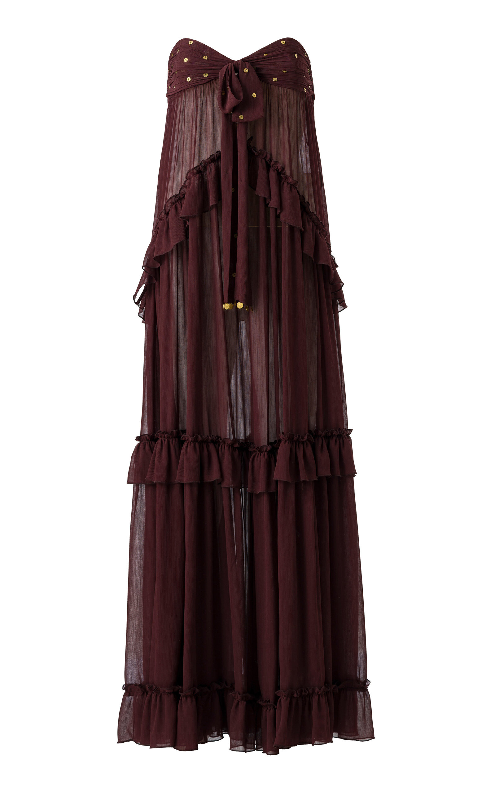 Josiane Embellished Ruffled Chiffon Maxi Dress brown - 1