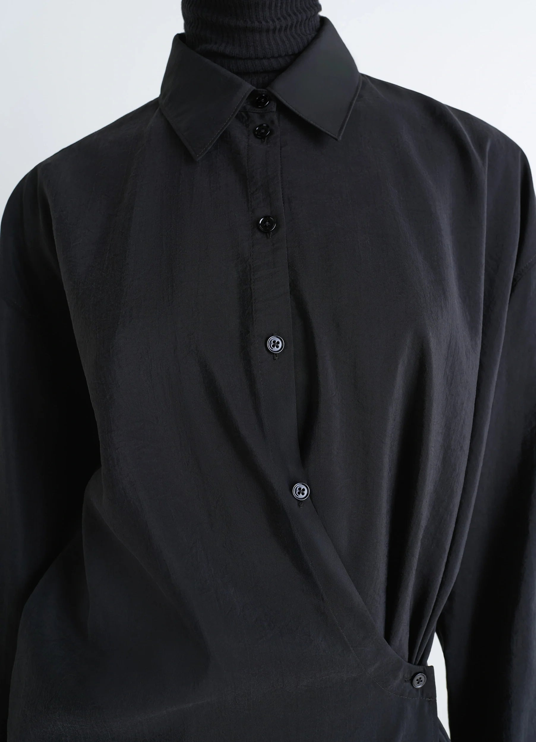 STRAIGHT COLLAR TWISTED DRESS - 3