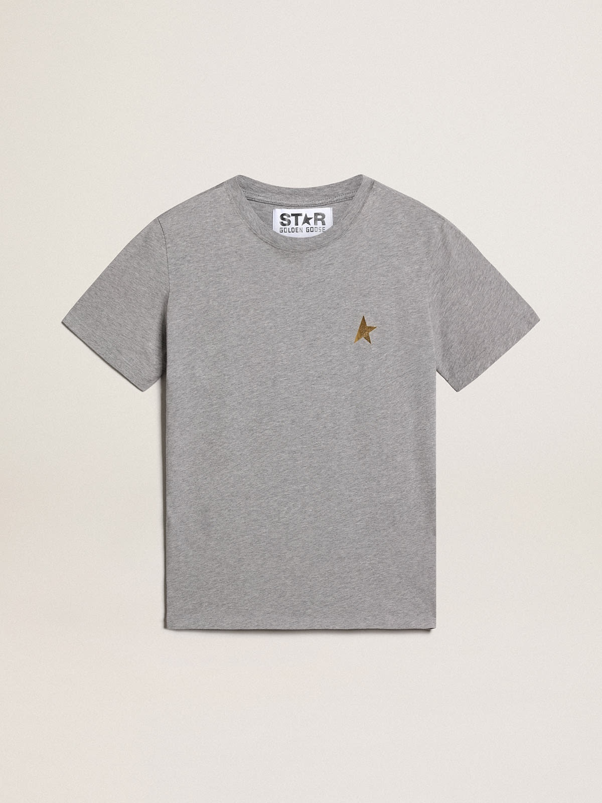 Women's mélange gray T-shirt with gold star on the front - 1