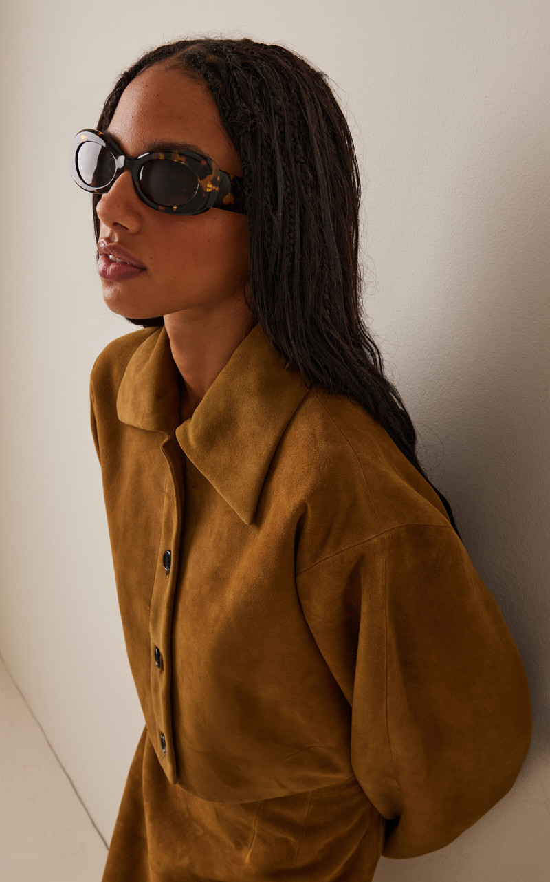 KHAITE x Oliver Peoples 1992C Oval-Frame Acetate Sunglasses brown outlook