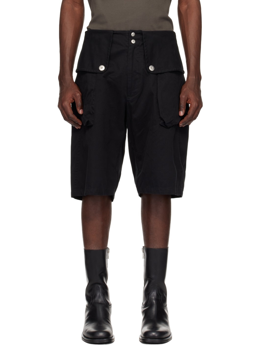Black Flap Shorts - 1