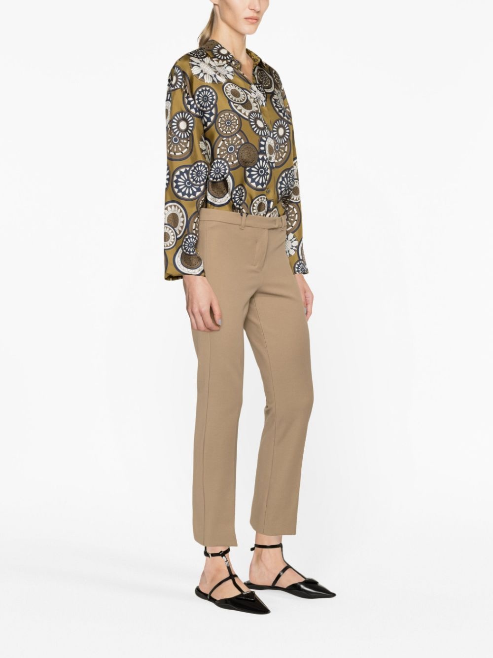 cropped cotton-blend trousers - 4