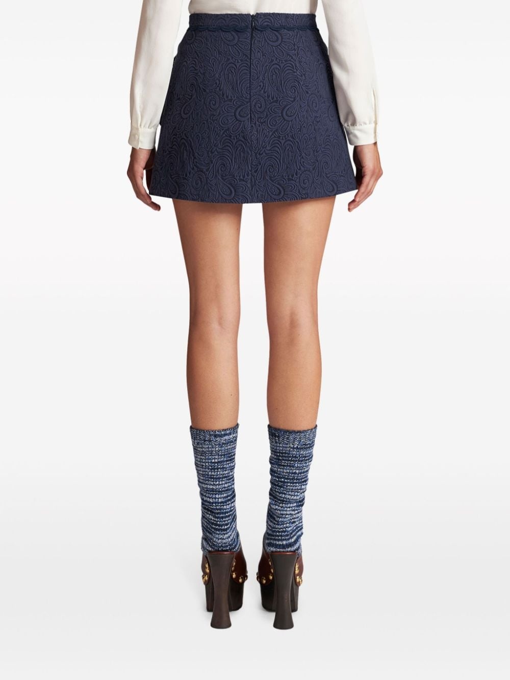 paisley-jacquard A-line miniskirt - 4