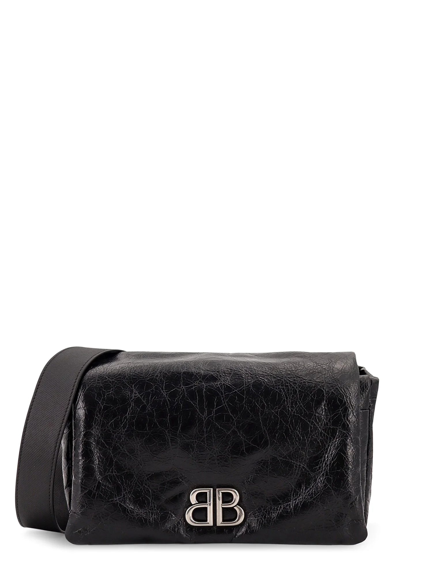 BALENCIAGA Black leather small Monaco crossbody bag