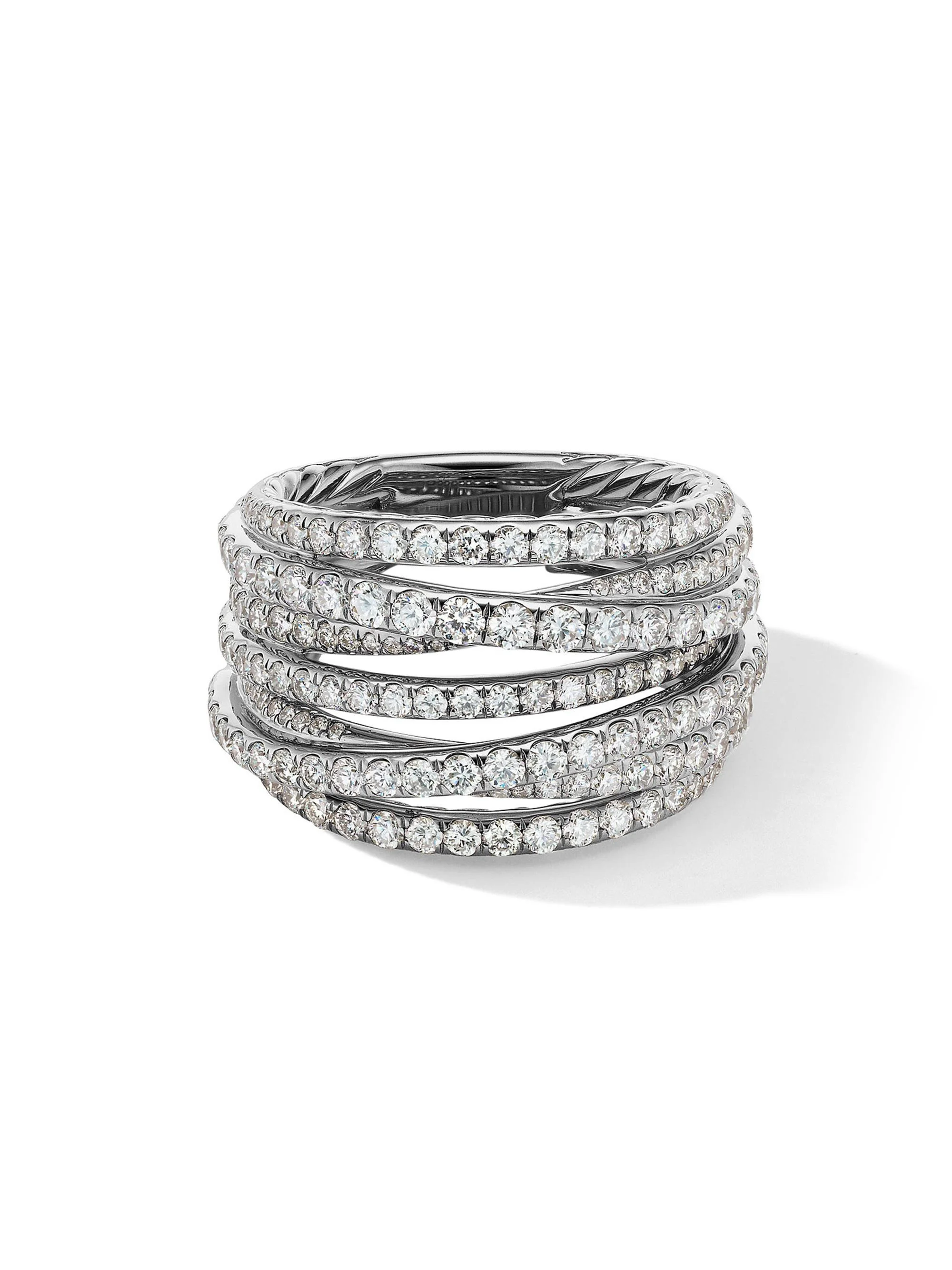Women's Pavé Crossover Ring in 18K White Gold - White Gold - 1