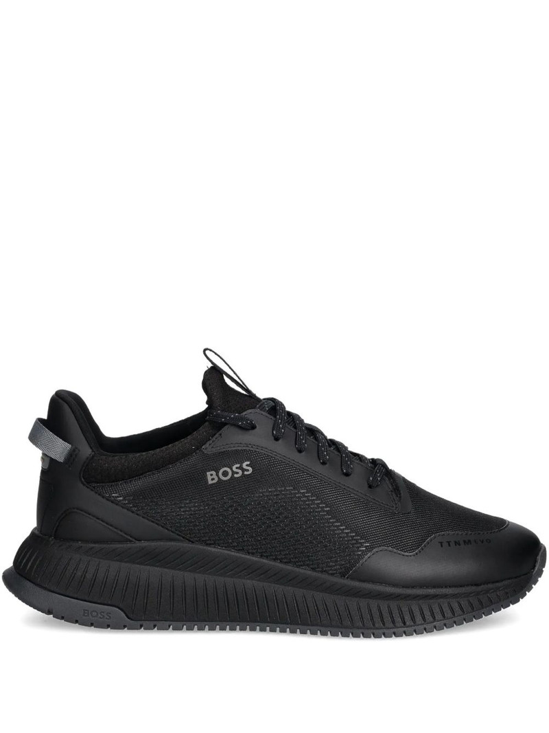 textured lace-up low-top sneakers 1