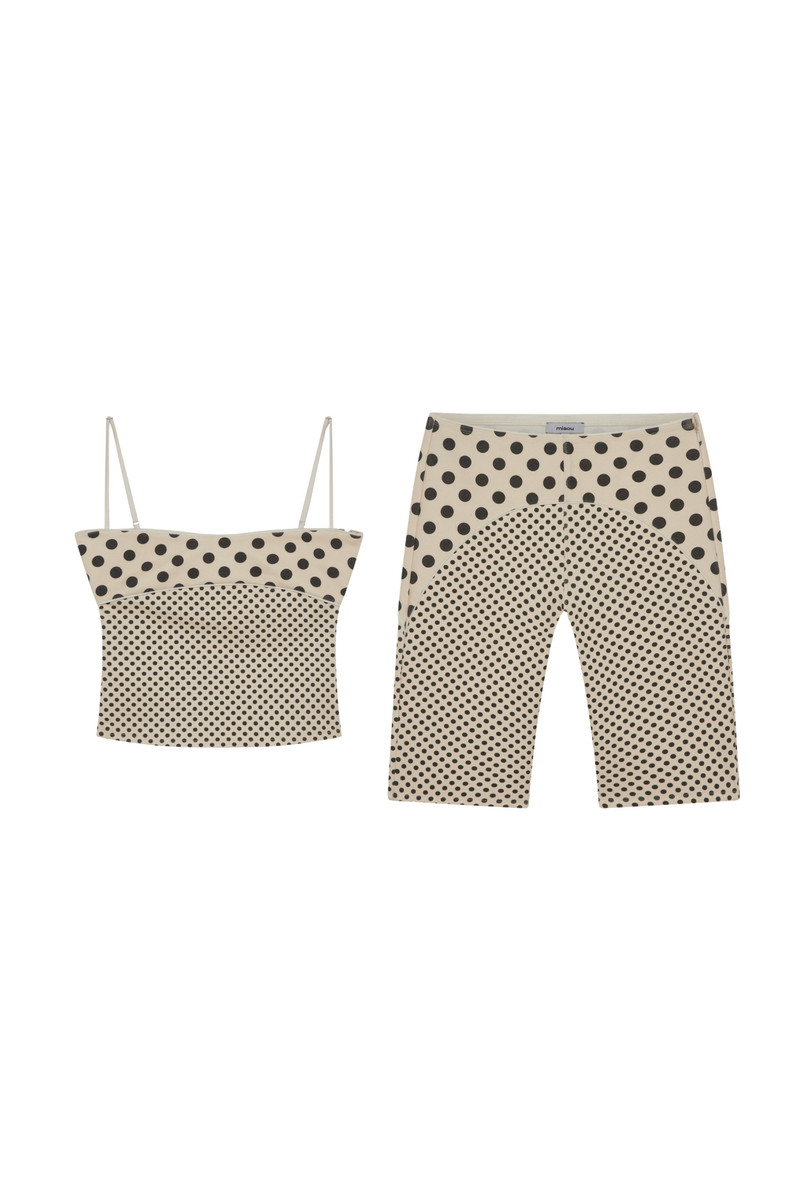 STELLA TANK + JANE CAPRI - NUDE POLKA DOT 1