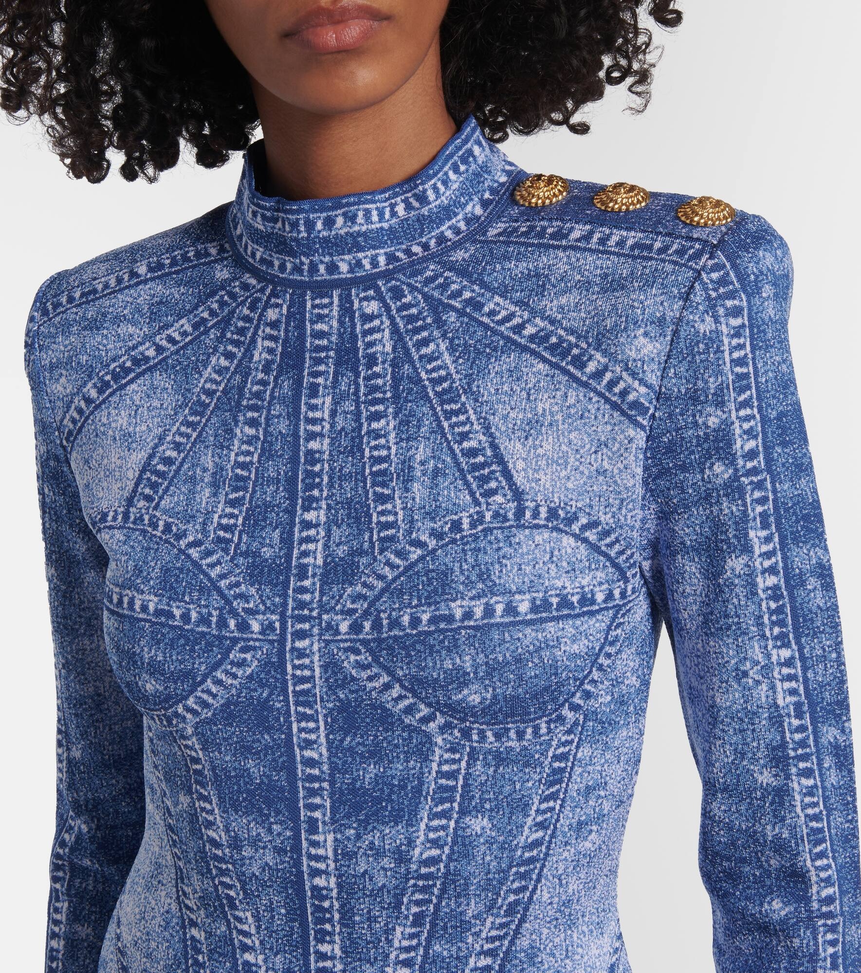 Trompe l'œil jacquard minidress - 4
