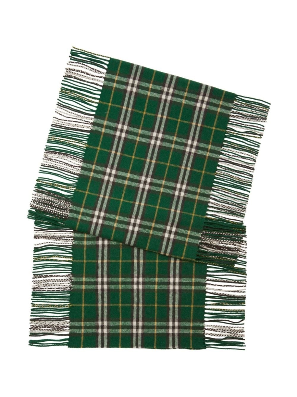 checked cashmere fringed scarf - 2