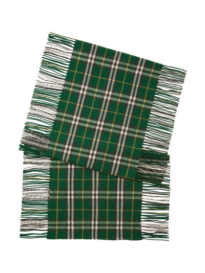 Burberry checked cashmere fringed scarf outlook
