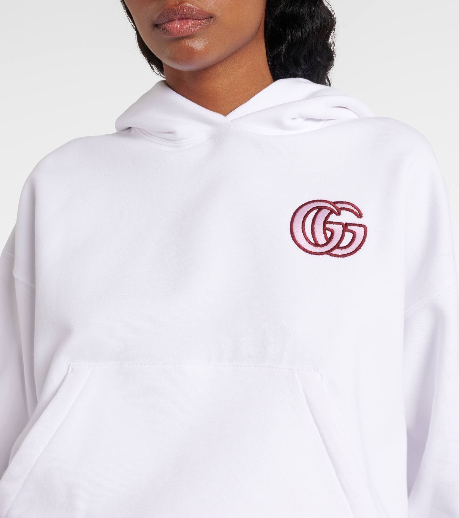 GG embroidered cotton jersey hoodie - 4