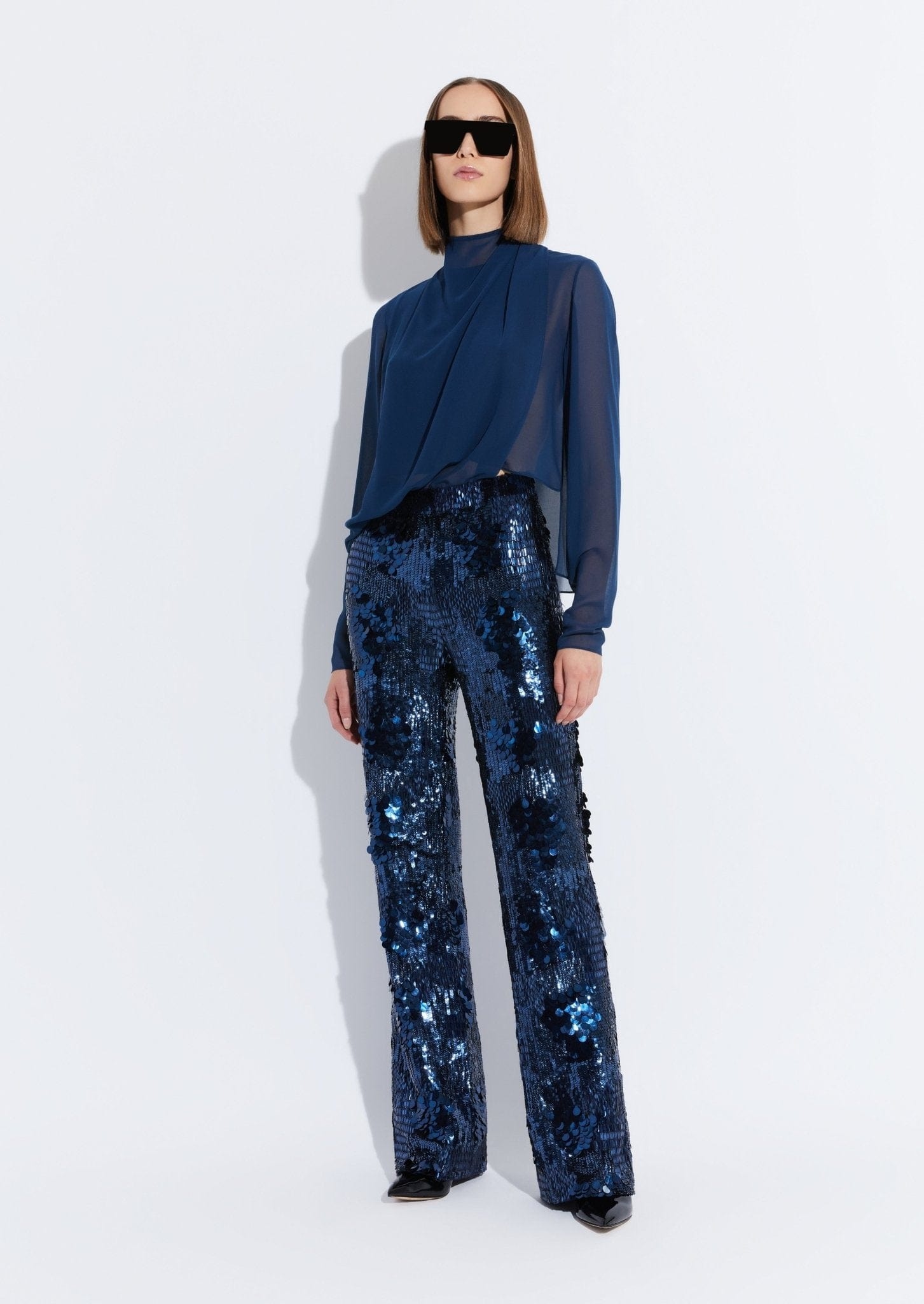 Patchwork Sequin Flare Leg Pant - 2