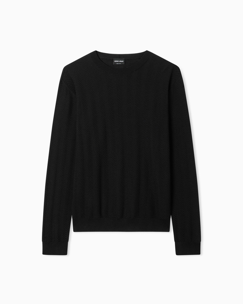 CHEVRON SILK AND COTTON CREW-NECK JUMPER 1