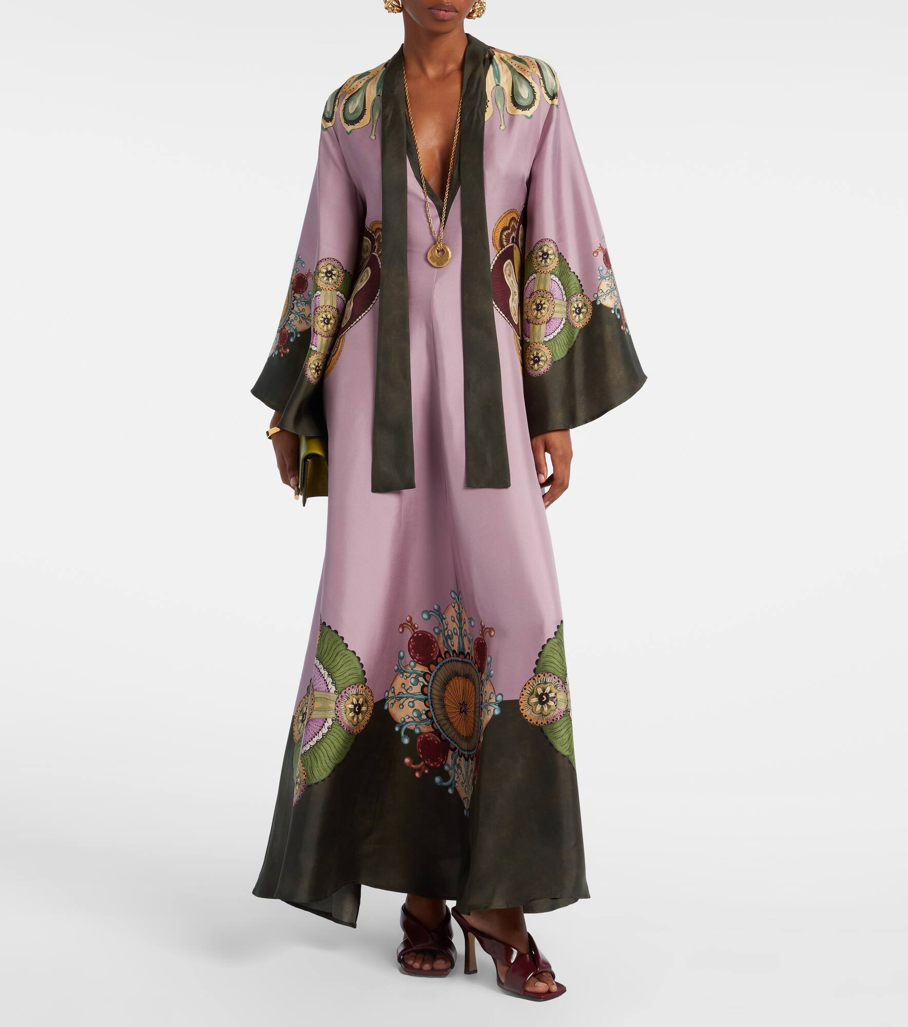 Magnifico printed silk twill kaftan - 7
