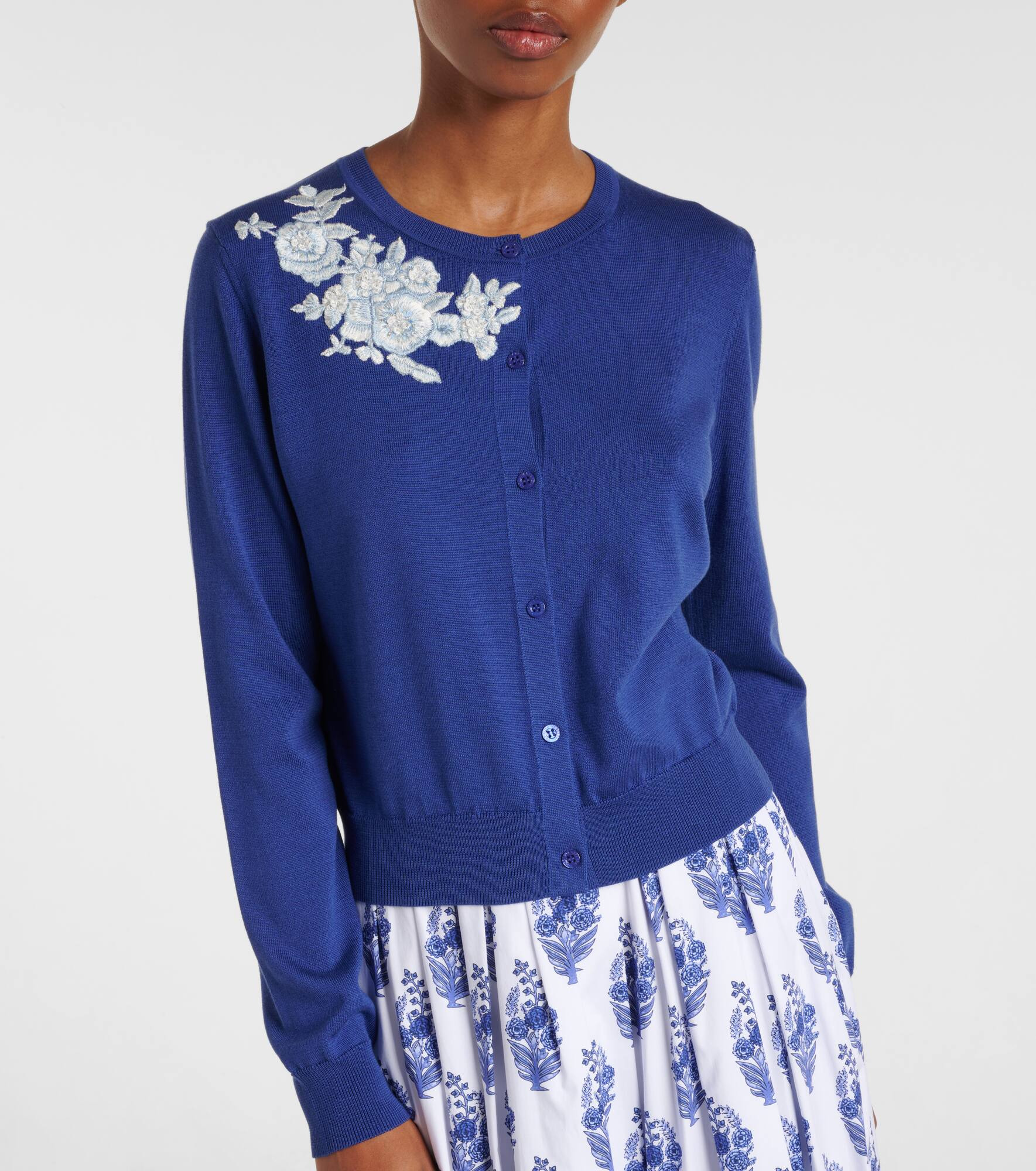Embroidered silk and cotton cardigan - 5